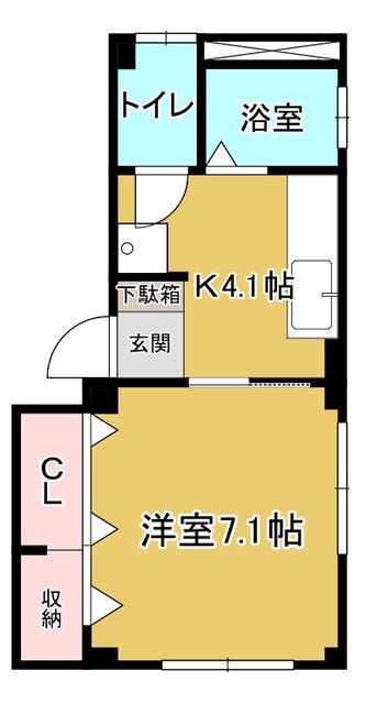 ハイツ青和(1K/2階)の間取り写真