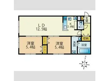 BILLS 桔梗(2LDK/3階)の間取り写真