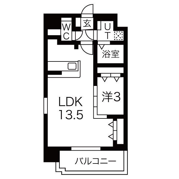 スプランディッド難波サウス(1LDK/8階)の間取り写真