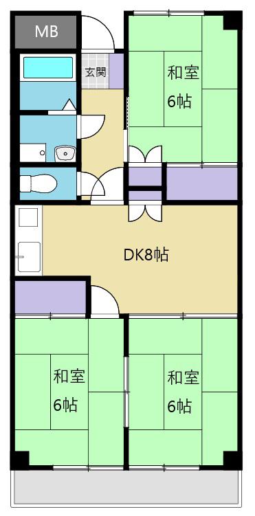 ニューライフ高嶺(3DK/3階)の間取り写真