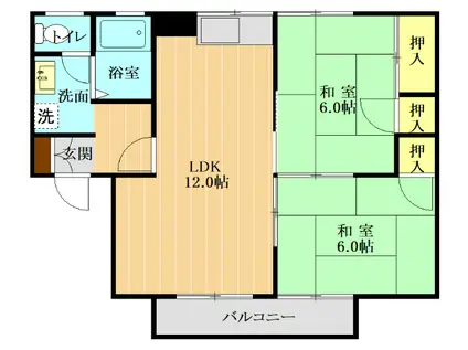 セジュール薄場A(2LDK/1階)の間取り写真