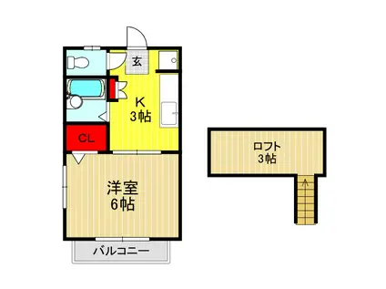 広和ハイツ(1K/2階)の間取り写真