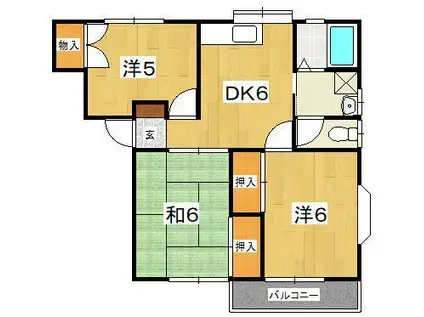 スカイコートB(3DK/2階)の間取り写真