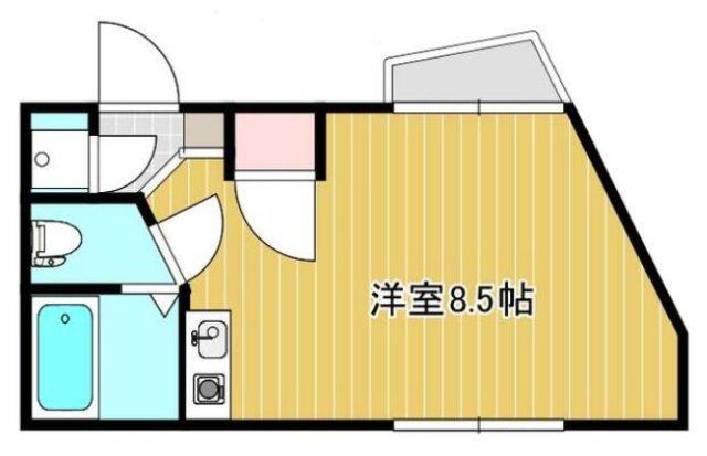 ベルフラワー岡町(ワンルーム/2階)の間取り写真