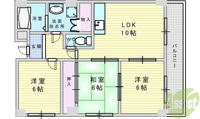 ロイヤルハイツ千里(3LDK/4階)の間取り写真