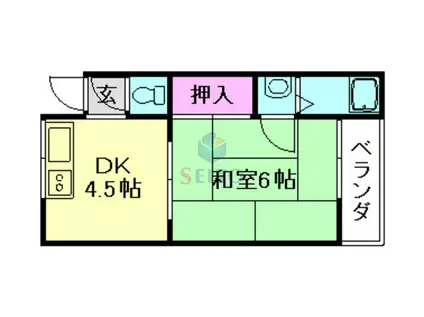 藤原ハイツ(1DK/2階)の間取り写真
