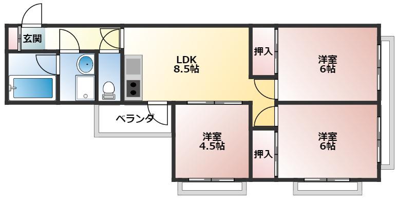 楠マンション B棟(3LDK/3階)の間取り写真