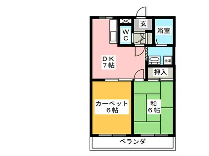 アトランティス(2DK/2階)の間取り写真