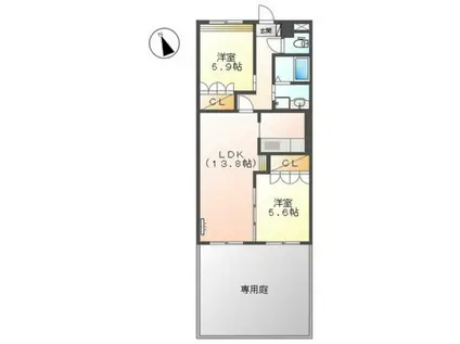 A DAY IN THE LIFE(2LDK/1階)の間取り写真