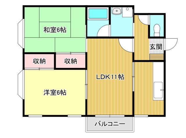 サンシャイン下池川(2LDK/1階)の間取り写真