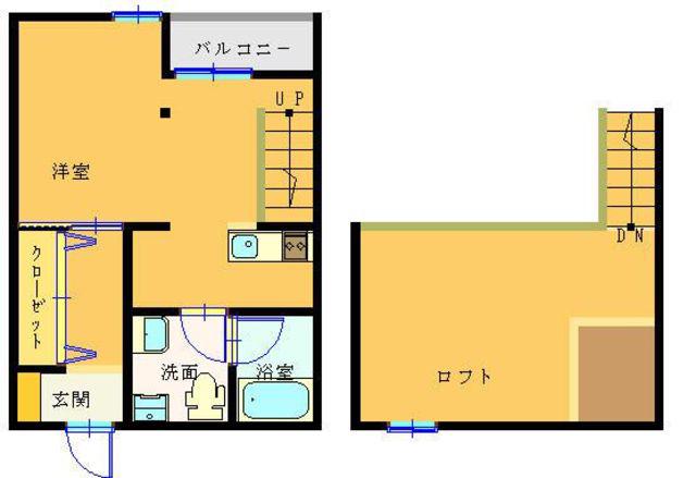 アルカディアII(1K/1階)の間取り写真
