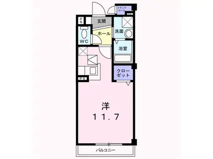 メゾングラシュII(ワンルーム/1階)の間取り写真