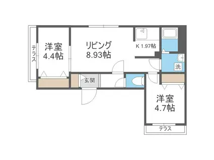 レガリア豊平公園(2LDK/1階)の間取り写真
