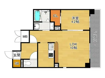 LIEN 私部(1LDK/3階)の間取り写真