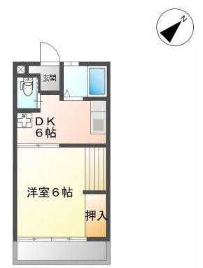 リバーサイドA(1DK/1階)の間取り写真