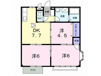 メープルファーム照山I(3DK/1階)の間取り写真