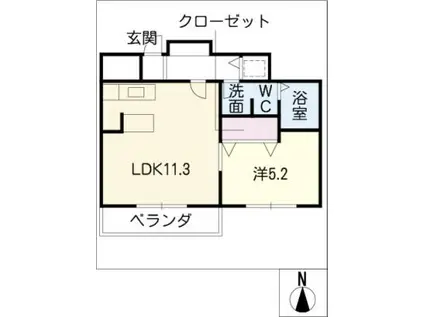 グランディール八事石坂(1LDK/4階)の間取り写真