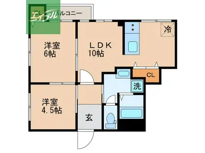 HILL STAGE TAKAO(2LDK/3階)の間取り写真
