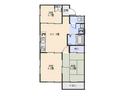 プレステージ成田(3DK/1階)の間取り写真