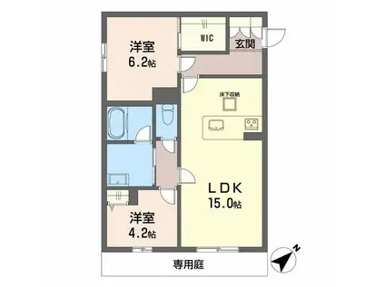 SHAMAISON PASTEQUE(2LDK/1階)の間取り写真