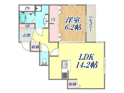 Rハイツ5(1LDK/2階)の間取り写真