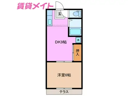 アンティーク波切(1DK/1階)の間取り写真