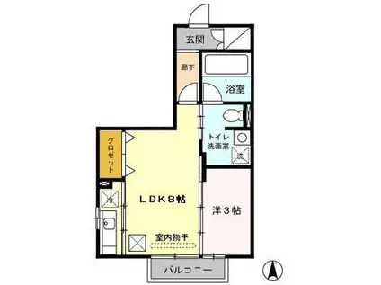 ピアヌーラ I(1LDK/1階)の間取り写真