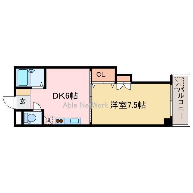 アーバンヴィラ松神子(1DK/1階)の間取り写真