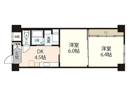 ジェームスプラザ(2DK/5階)の間取り写真