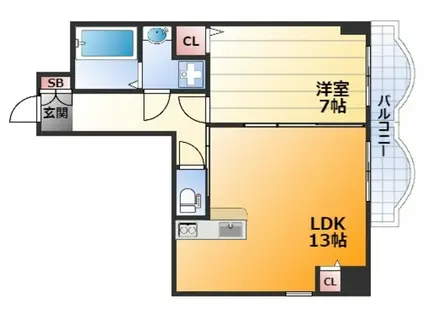 ノルデンハイム東三国IIIA棟(1LDK/2階)の間取り写真