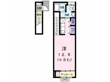 ウィンビュー(1K/2階)の間取り写真