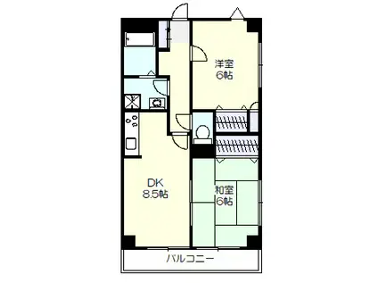 青山コーポA(2DK/3階)の間取り写真