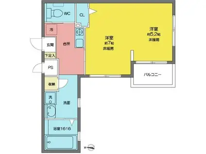 エクスランス月見坂(2K/1階)の間取り写真