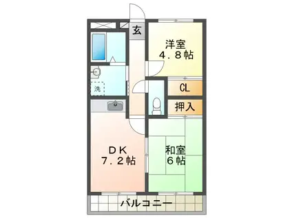 コウアロイヤル垂水PARTII(2DK/2階)の間取り写真