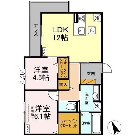 DS LIEN D(2LDK/1階)の間取り写真