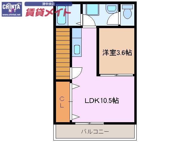 サウンドフェザー(1LDK/2階)の間取り写真