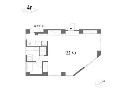 アオバダイヒルズ(1K/4階)の間取り写真
