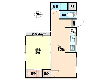 AWAマンション(1LDK/3階)の間取り写真