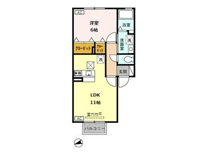 CENTRE・Y(1LDK/1階)の間取り写真