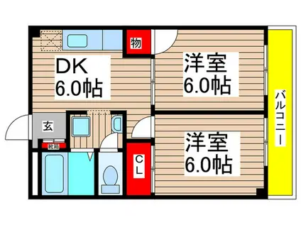 アーバンマンション(2DK/1階)の間取り写真