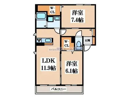 アトレッテジーロ(2LDK/1階)の間取り写真