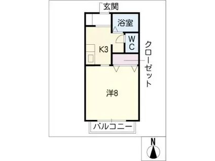 サン・FRIENDS舟津(1K/1階)の間取り写真