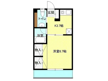 グリーンハイツ萩の木(1K/2階)の間取り写真