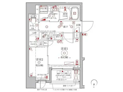 クレイシアIDZ台東竜泉(2K/6階)の間取り写真