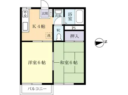 ベルメゾン21(2DK/2階)の間取り写真