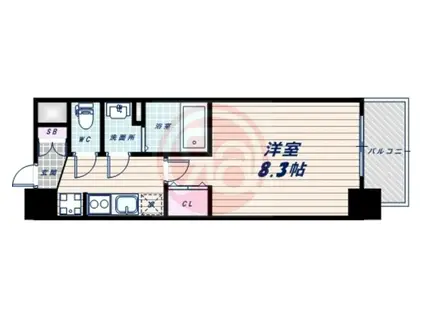 プレデコート北田辺(1K/9階)の間取り写真