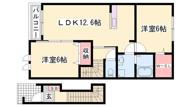 アン・グランジェ(2LDK/2階)の間取り写真