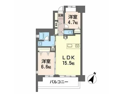 LASANTE 照葉オーシャンテラス(2LDK/3階)の間取り写真