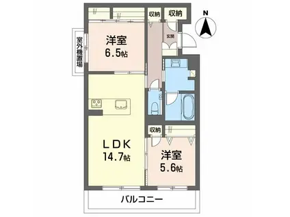 カーサ コーシェリ(2LDK/3階)の間取り写真