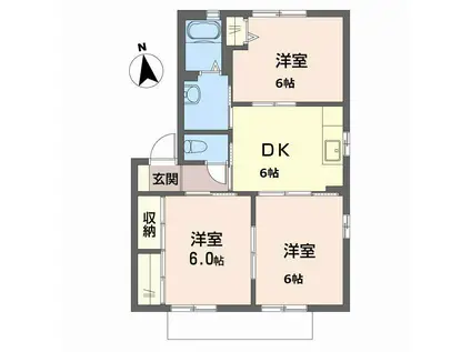 グランシードK II棟(3DK/1階)の間取り写真